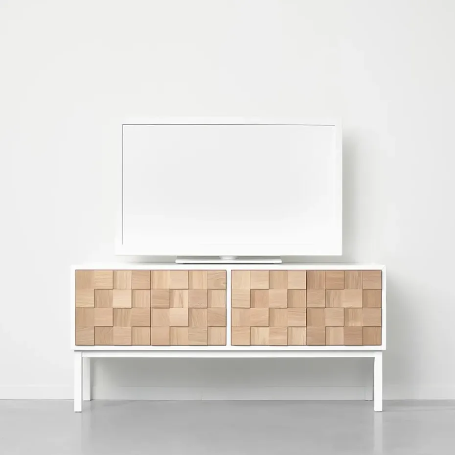 Mueble TV con patas Collect 2016, roble aceitado blanco-blanco