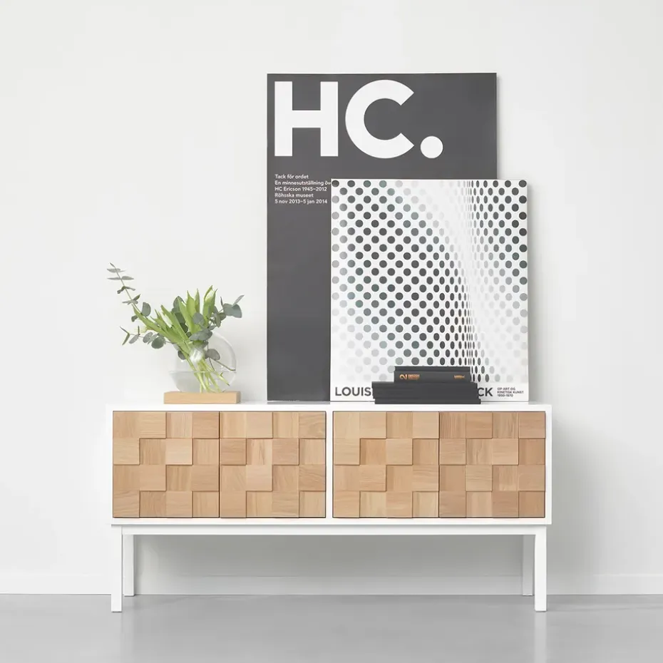 Mueble TV con patas Collect 2016, roble aceitado blanco-blanco