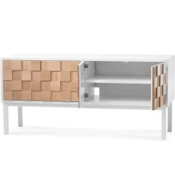 Mueble TV con patas Collect 2016, roble aceitado blanco-blanco