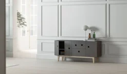 Mueble TV Peep M2, Slate grey, roble pigmentado blanco