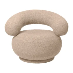 Orbo Lounge chair swivel, Raw bouclé - Natural