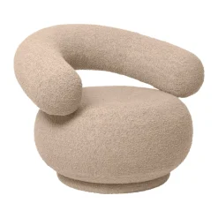 Orbo Lounge chair swivel, Raw bouclé - Natural