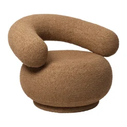 Orbo Lounge chair swivel, Raw bouclé - Tan