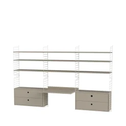 Panel de pared String, Blanco, 75x30 cm, paquete de 2