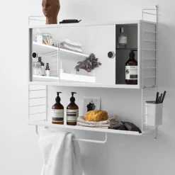 Panel de pared String, Blanco, 75x20 cm, paquete de 2