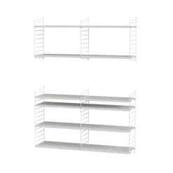 Panel de pared String, Blanco, 75x30 cm, paquete de 2