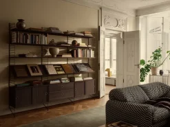 Panel de pared String, Marrón oscuro, 75x20 cm, pack de 1