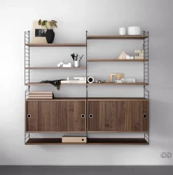 Panel de pared String, Negro, 75x20 cm, paquete de 1