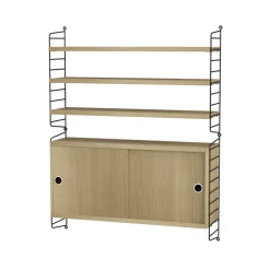 Panel de pared String, Negro, 50x20 cm, paquete de 2