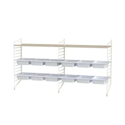 Panel de suelo String, Beige, 85x30 cm, paquete de 1