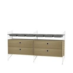 Panel de suelo String, Blanco, 85x30 cm, paquete de 2