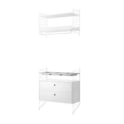 Panel de suelo String, Blanco, 85x30 cm, paquete de 2