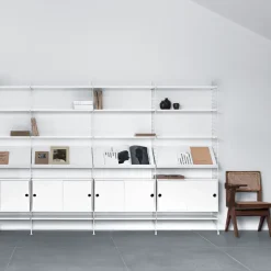 Panel de suelo String, Blanco, 200x30 cm, paquete de 2