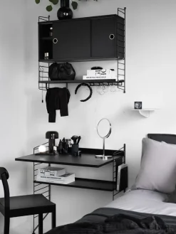 Panel de suelo String, Negro, 85x30cm, paquete de 1