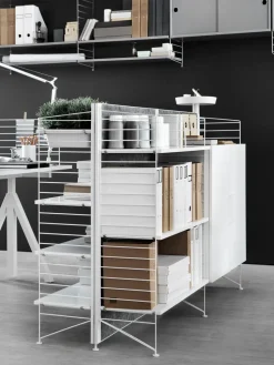 Panel de suelo String, Negro, 115x30 cm, paquete de 1