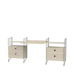 Panel de suelo String, Negro, 85x30 cm, paquete de 2