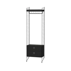 Panel de suelo String, Negro, 200x30 cm, paquete de 2