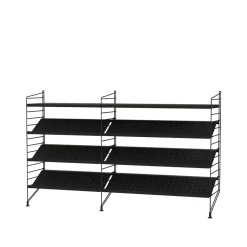 Panel de suelo String, Negro, 85x30 cm, paquete de 2