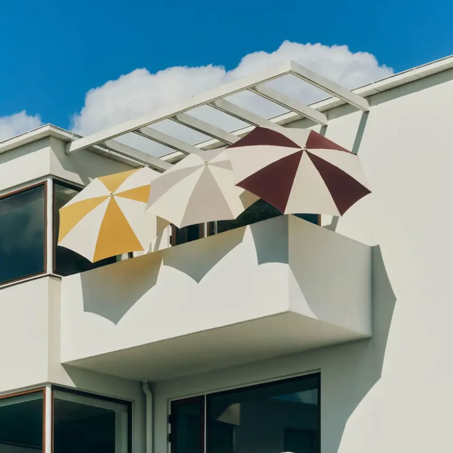 Parasol Terrazza Octagon, Blanco roto-burdeos
