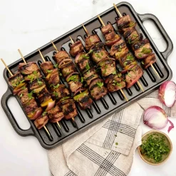 Plancha de hierro fundido reversible 21×33 cm, Negro