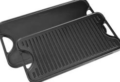 Plancha de hierro fundido reversible 25x47 cm, Negro