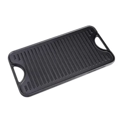 Plancha de hierro fundido reversible 25x47 cm, Negro