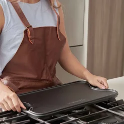 Plancha de hierro fundido reversible 25x47 cm, Negro