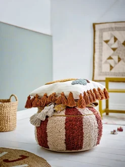 Puf Charoline Ø44 cm, Marrón-blanco