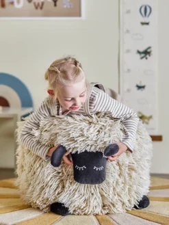 Puf de lana Dolly 50x45 cm, Blanco