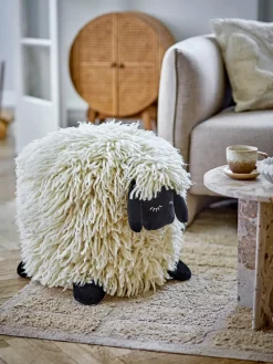Puf de lana Dolly 50x45 cm, Blanco