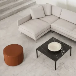 Puf Mono , Cuero omni 307 cognac - Ø55 cm