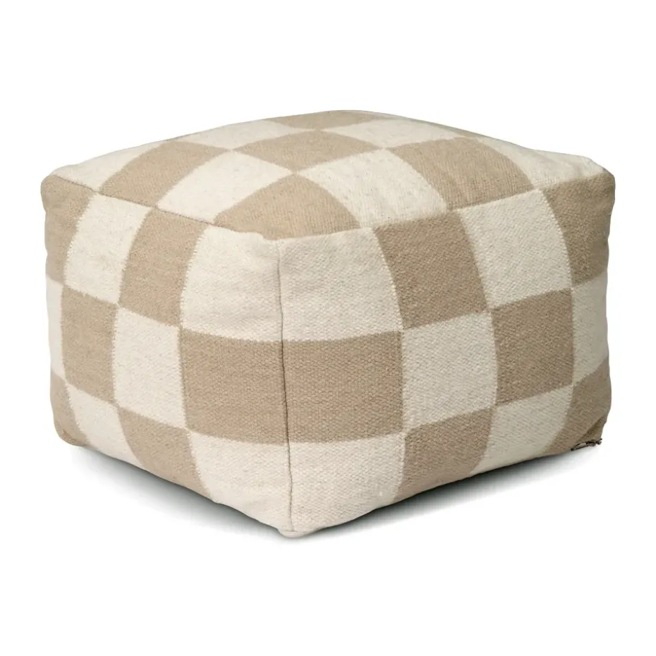 Puf Square 50x50 cm, Blanco-natural