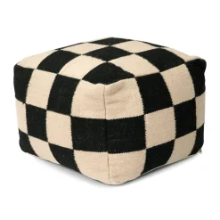 Puf Square 50x50 cm, Negro-natural