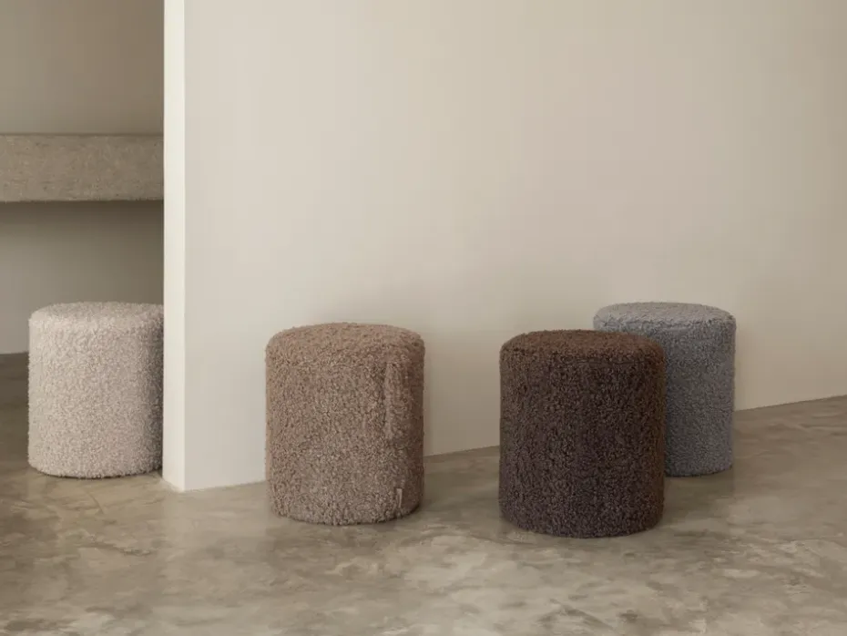 Puff de asiento Teddy, Espresso, Ø35 × 40 cm