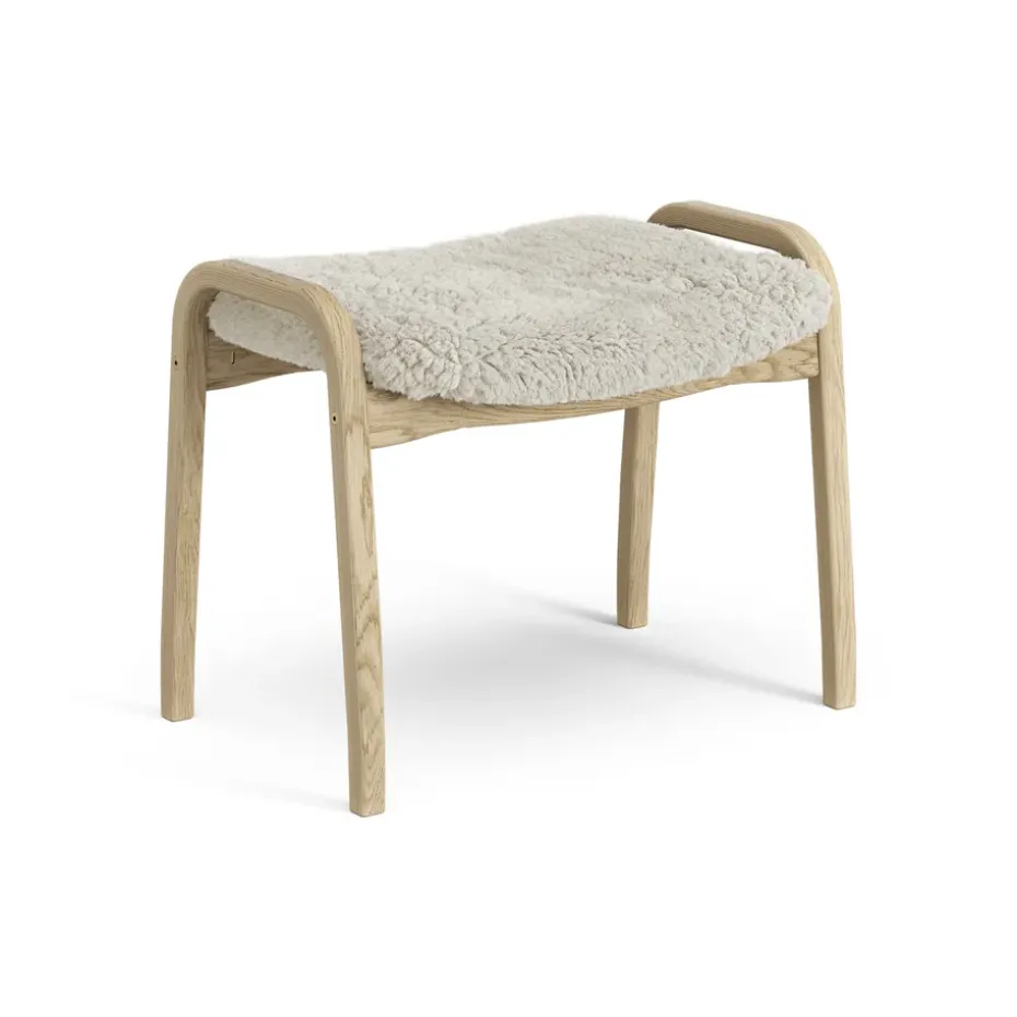 Reposapiés infantil Lamini roble lacado/piel de oveja, Moonlight (beige)