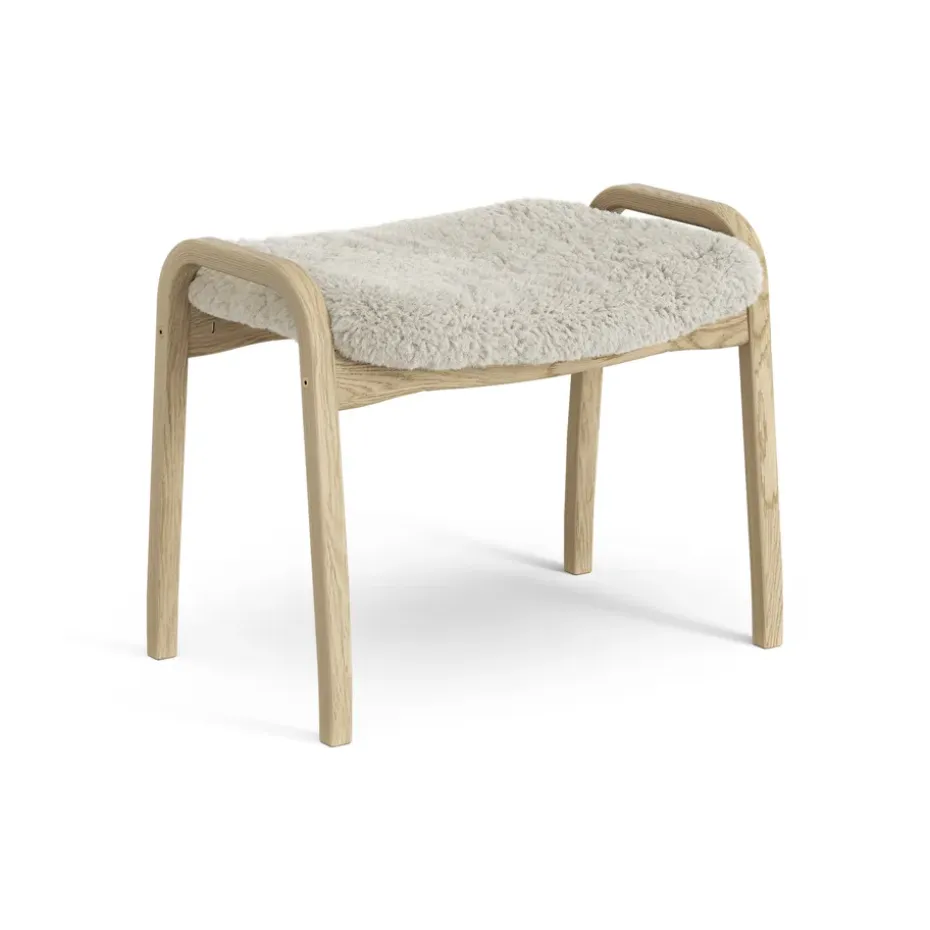 Reposapiés infantil Lamini roble lacado/piel de oveja, Moonlight (beige)