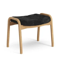 Reposapiés Lamino, Piel de oveja black, roble aceitado