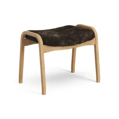 Reposapiés Lamino roble aceitado/piel de oveja, Espresso (marrón)