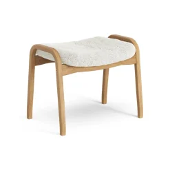 Reposapiés Lamino roble aceitado/piel de oveja, Offwhite (blanco)