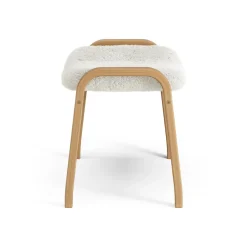 Reposapiés Lamino roble aceitado/piel de oveja, Offwhite (blanco)