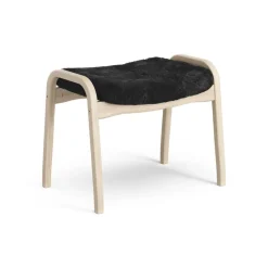 Reposapiés Lamino roble pigmentado blanco/piel de oveja, Black (negro)