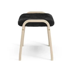 Reposapiés Lamino roble pigmentado blanco/piel de oveja, Black (negro)