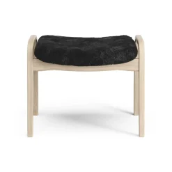 Reposapiés Lamino roble pigmentado blanco/piel de oveja, Black (negro)