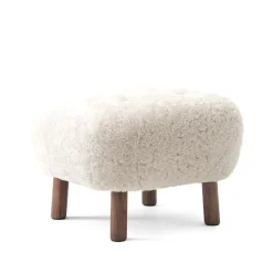 Reposapiés Little Petra ATD1, Piel de oveja moonlight-patas de nogal aceitado