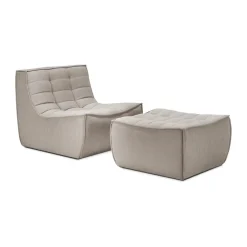 Reposapiés N701 70x70 cm, Tela ecru beige