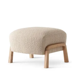 Reposapiés Wulff ATD3, Tela karakorum 003 beige, patas de roble aceitado blanco