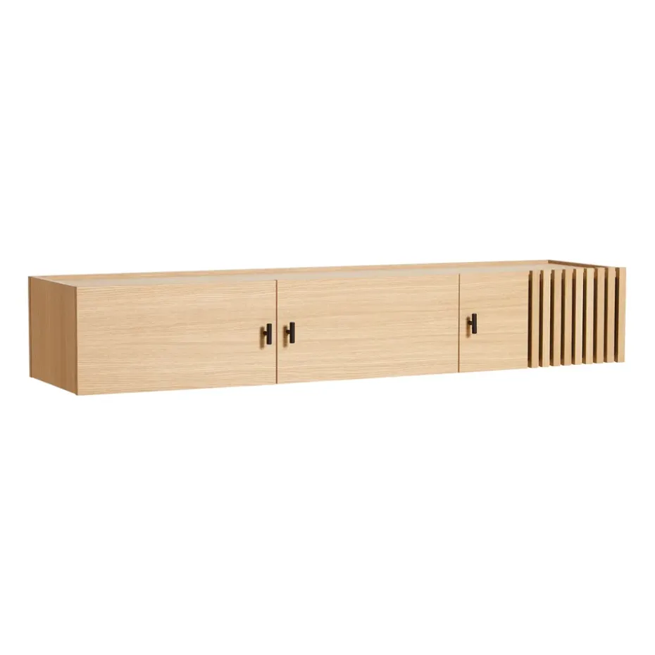 Sideboard de pared Array, 150 cm, Roble pigmentado blanco