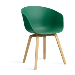 Silla About a Chair 22 , Teal green-soporte de roble lacado