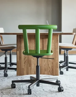 Silla Alt base giratoria con asiento tapizado abedul, Hallingdal 65-960 green-musgo verde 16