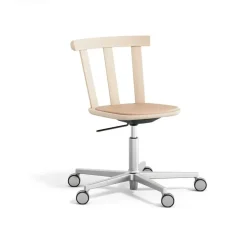 Silla Alt base giratoria con asiento tapizado abedul, Elmoveget 22011-Barniz mate claro